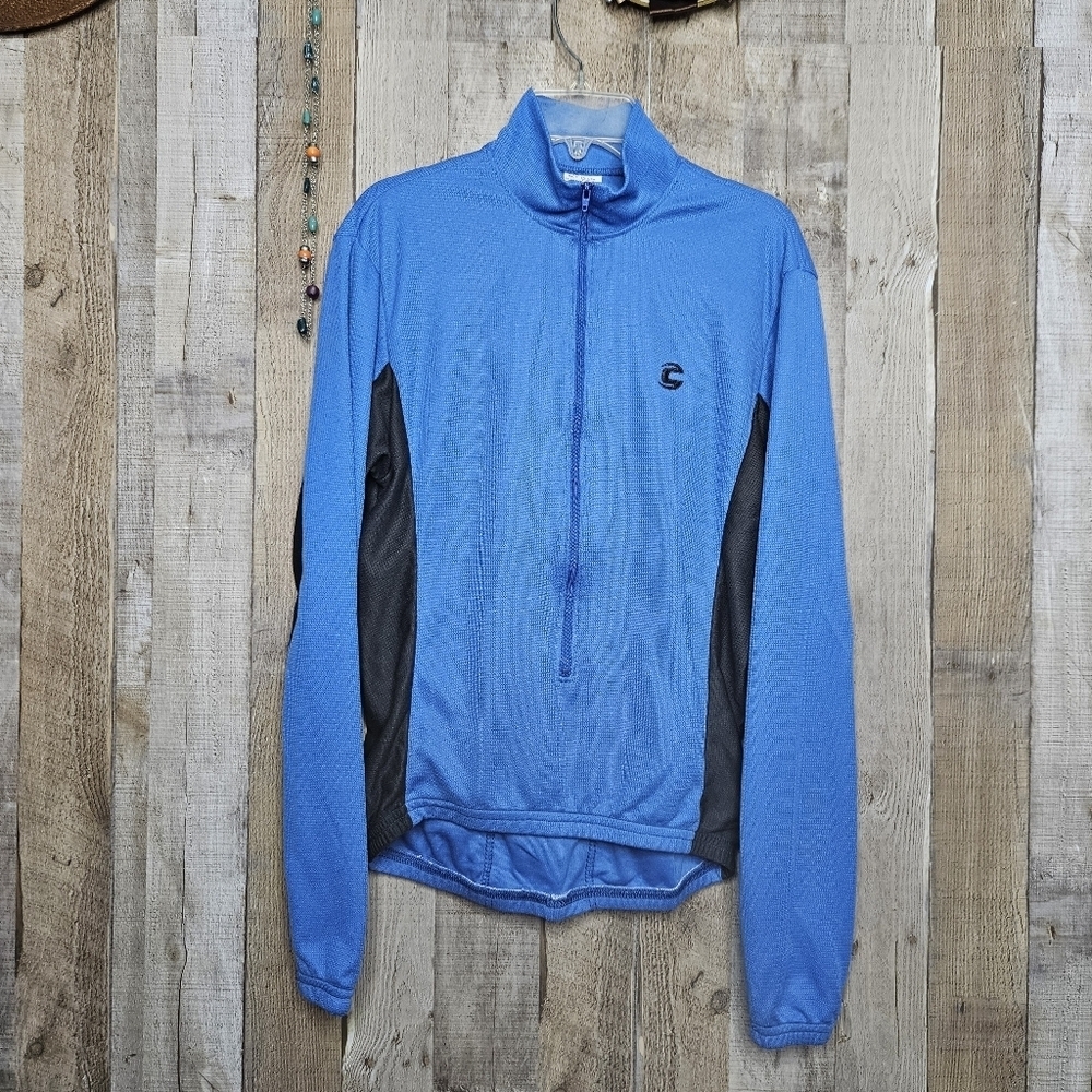 Cannondale Pullover Half-Zip Long Sleeve Blue Bikers Sweatshirt Medium W/Pockets